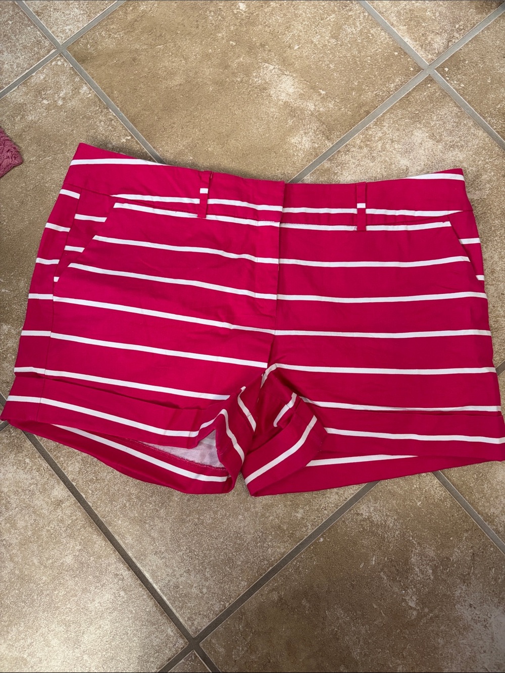 New York & Company Hot Pink and White Striped Bermuda Shorts Size 16